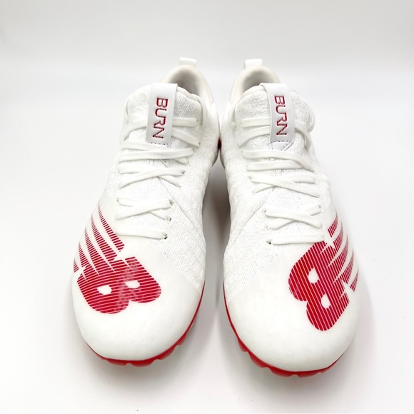 New Balance Mens Red White Burn X2 Low Cut Lacrosse Cleats Shoes Size 6.5 - Picture 2 of 12